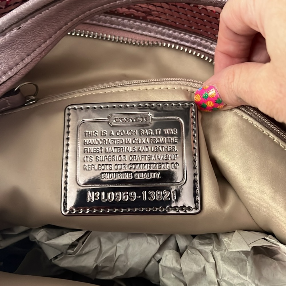Coach Poppy Sequin Metallic Pink Spotlight Tote Purse. Vintage Barbie Bagby Y2k - Picture 5 of 6